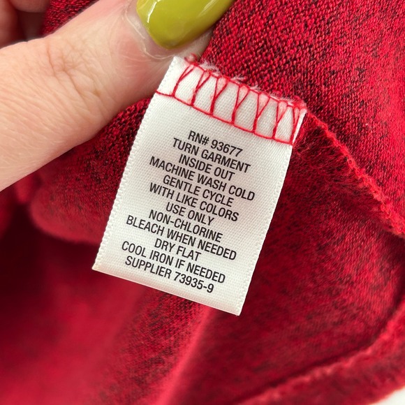 Liz Claiborne Red Heathered Long Sleeve Soft Knit Pullover Top Oversized Pet Med - Picture 4 of 6